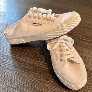 Superga Canvas Slip On Mule Sneaker White Womens Sz 9 US / 40 EU Classic Summer